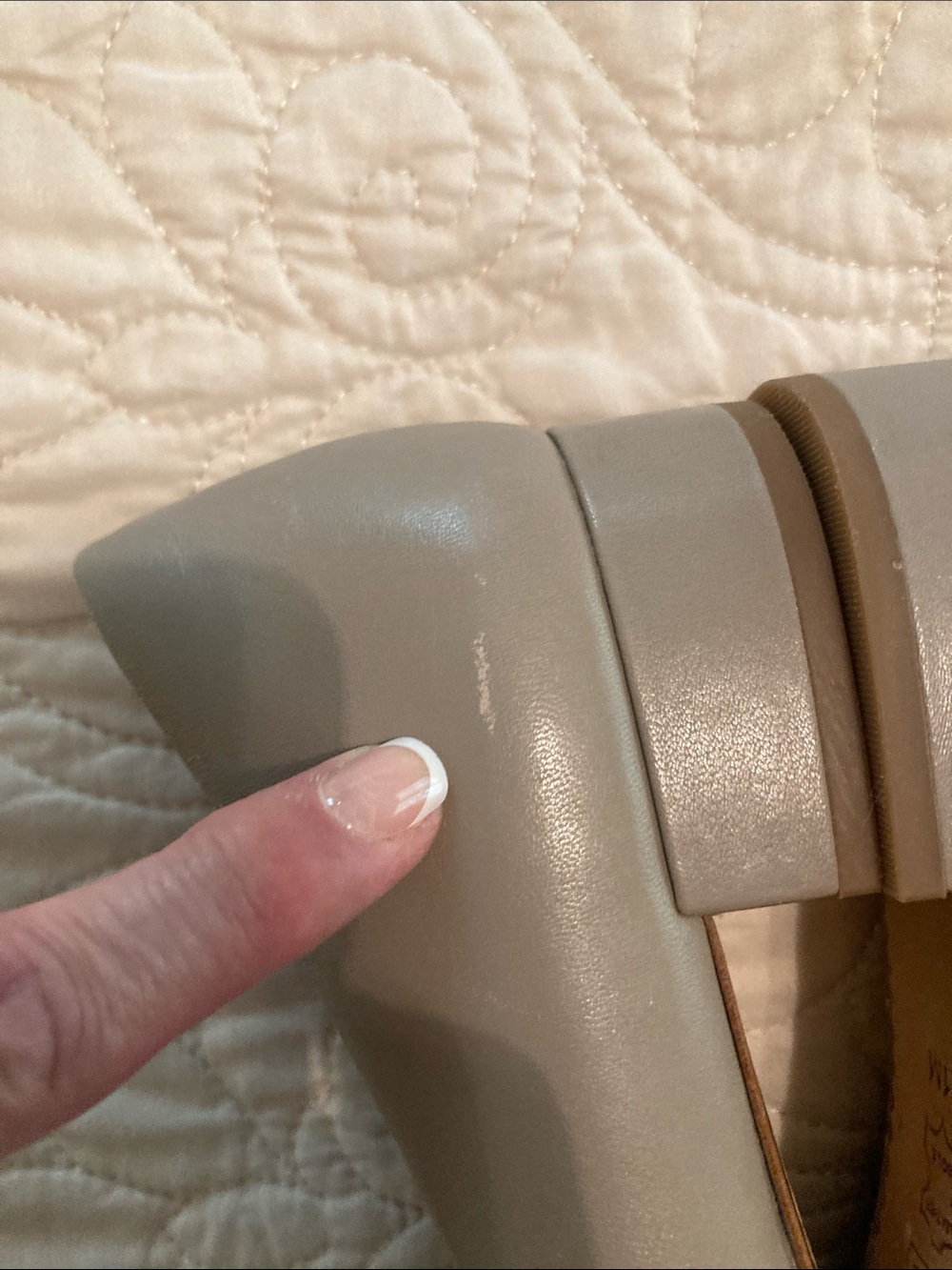 Tory Burch Chelsea Taupe Leather Logo Ballet Flats with Gold Medallions - Picture 5 of 12
